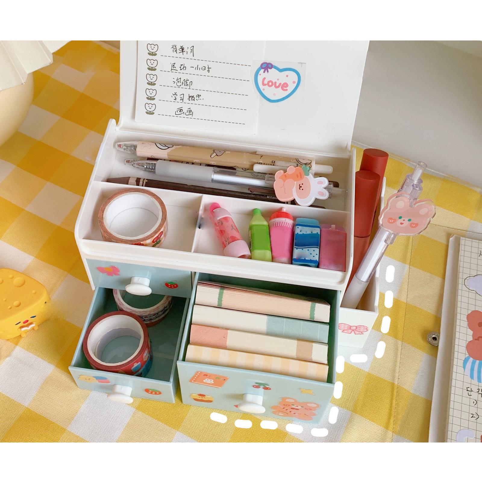 Cosmetic Storage Box Display Case with Drawer Makeup Brush Holder Makeup Organizer for Countertop