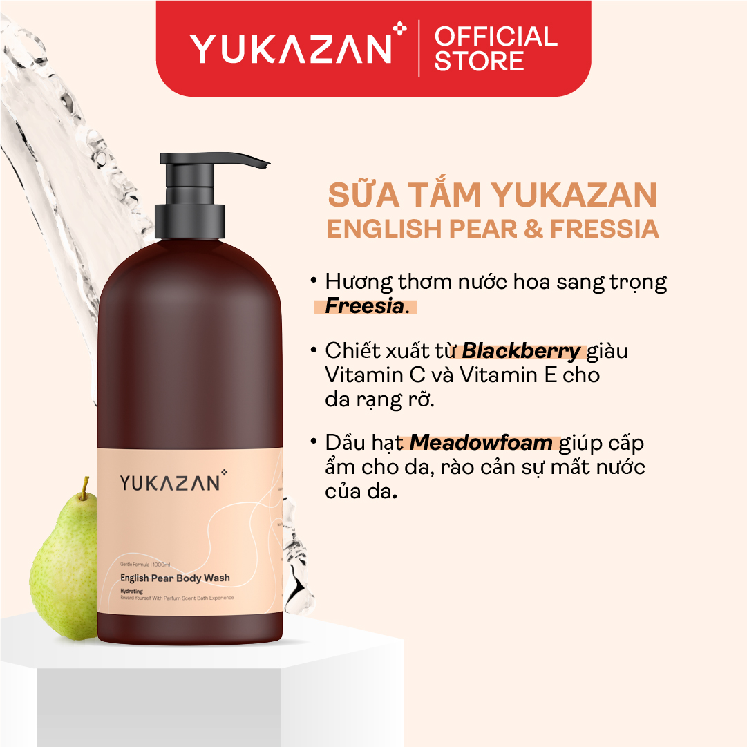 Sữa Tắm Cấp Ẩm Yukazan Hương Nước Hoa English Pearl &amp; Freesia 1000ml