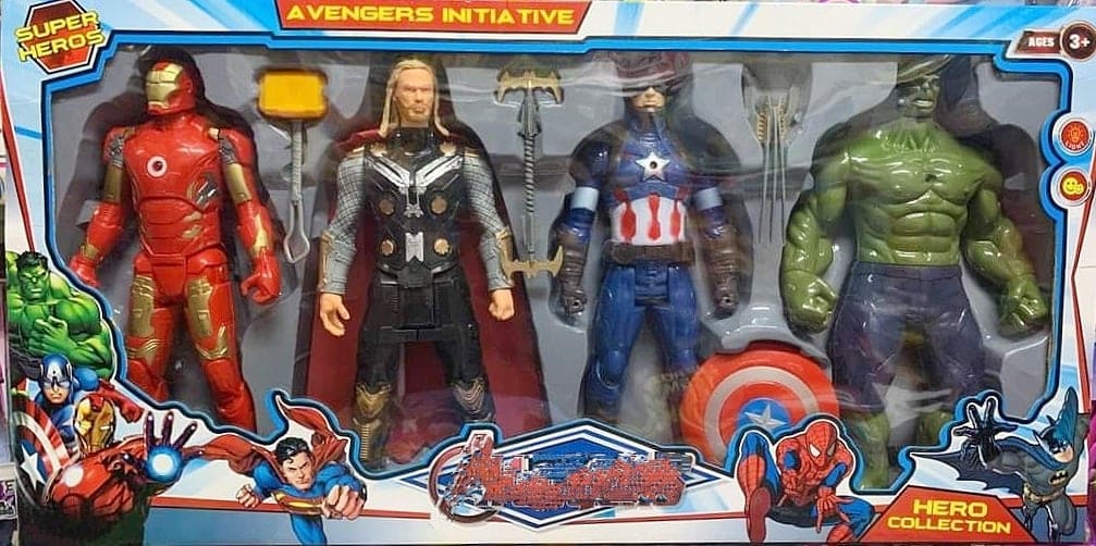Bộ đồ chơi 4 nhân vật búp bê Avengers bổ sung cho trò chơi Biệt đội siêu anh hùng, kích thước to đại khổng lồ 30cm, có đèn sáng (giao mẫu ngẫu nhiên)