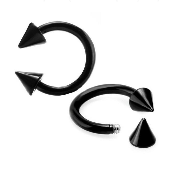 2 Pairs Stainless Steel Spike Bar Nose Septum Ear Rings Piercing