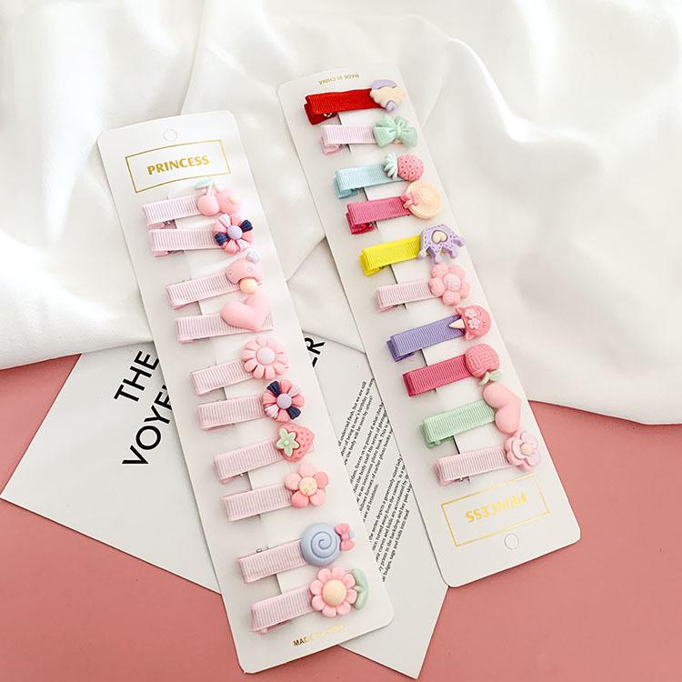 Set 10 Kẹp Tóc Bọc Vải Hình Dễ Thương Cho Mẹ Và Bé - Giao Ngẫu Nhiên