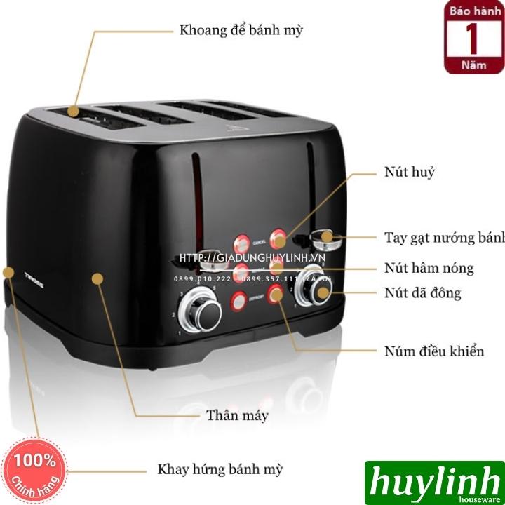 Máy nướng bánh mì sandwich 4 ngăn Tiross TS9660 - 1600W - Hàng chính hãng