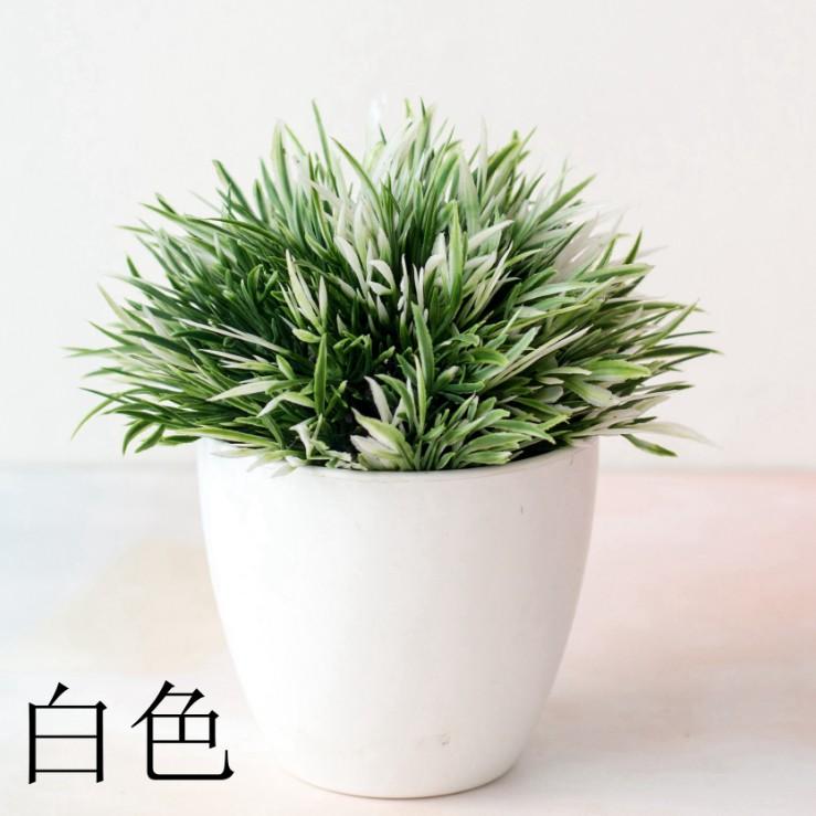 Chậu lá cỏ bonsai giả để bàn nhiều màu -Chậu hoa để bàn-Hoa giả trang trí nhà hàng cafe