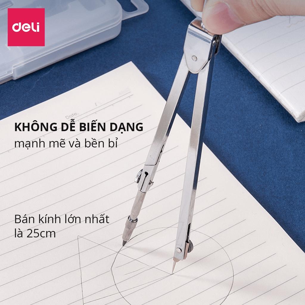 Bộ Compa Kim Loại Chì Bấm Deli - Phù Họp Vẽ Tranh Thiết Kế Chuyên Dụng Cho Học Sinh Vẽ Kỹ Thuật Học Sinh Vẽ Đường Tròn Hình Học - 8601