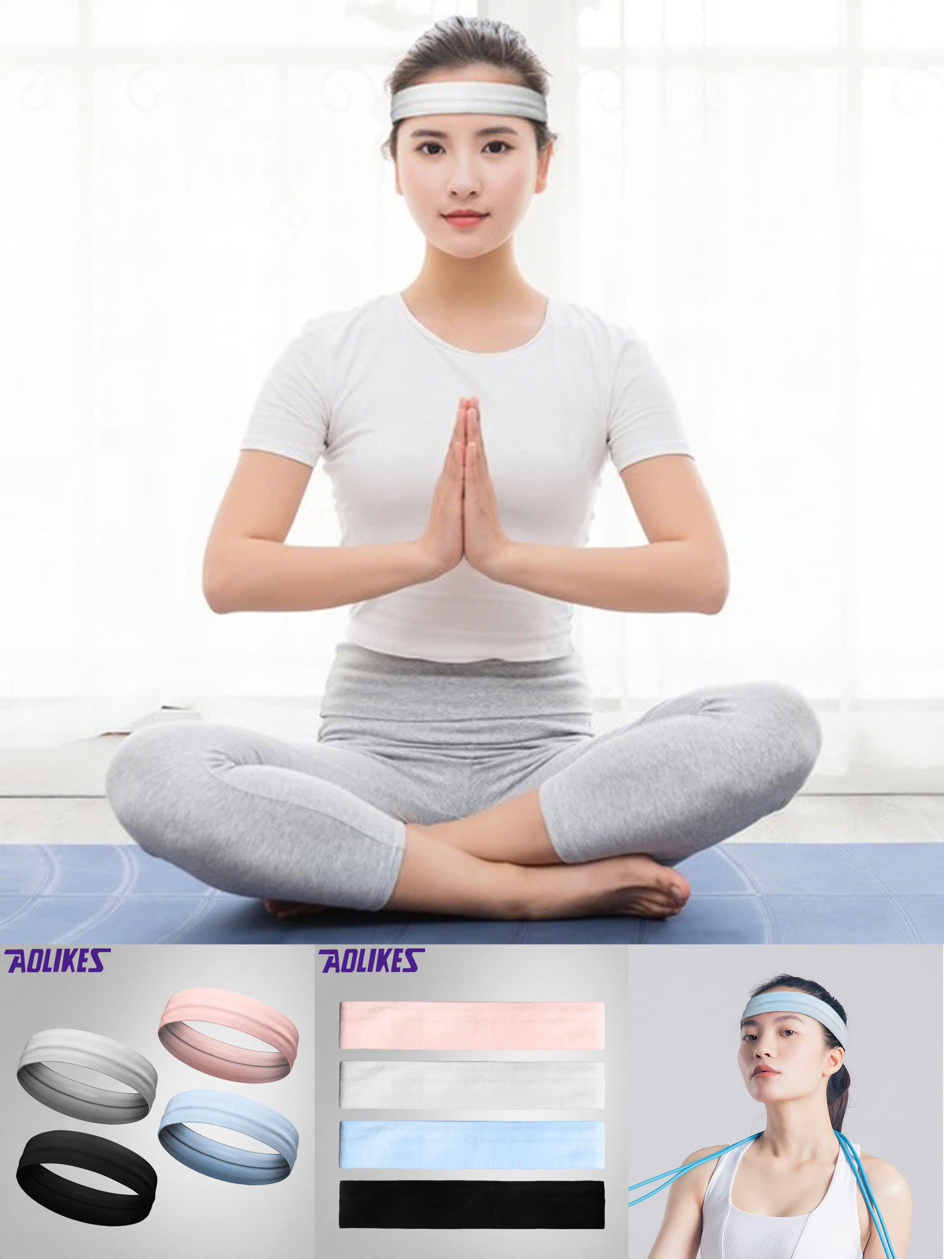 Băng trán Băng  đô thể thao Aolikes 2110 Băng đô co giãn cao cấp mềm mịn chống trượt thấm hút mồ hôi