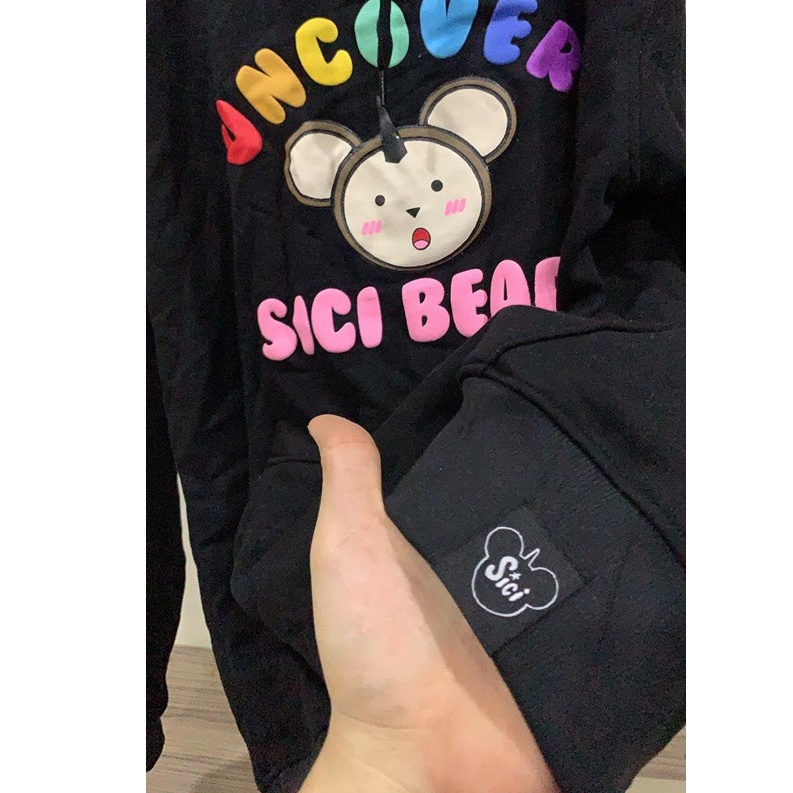 Áo hoodie Uncover SiCi Gấu Full Tag Trắng Đen - Gin Store