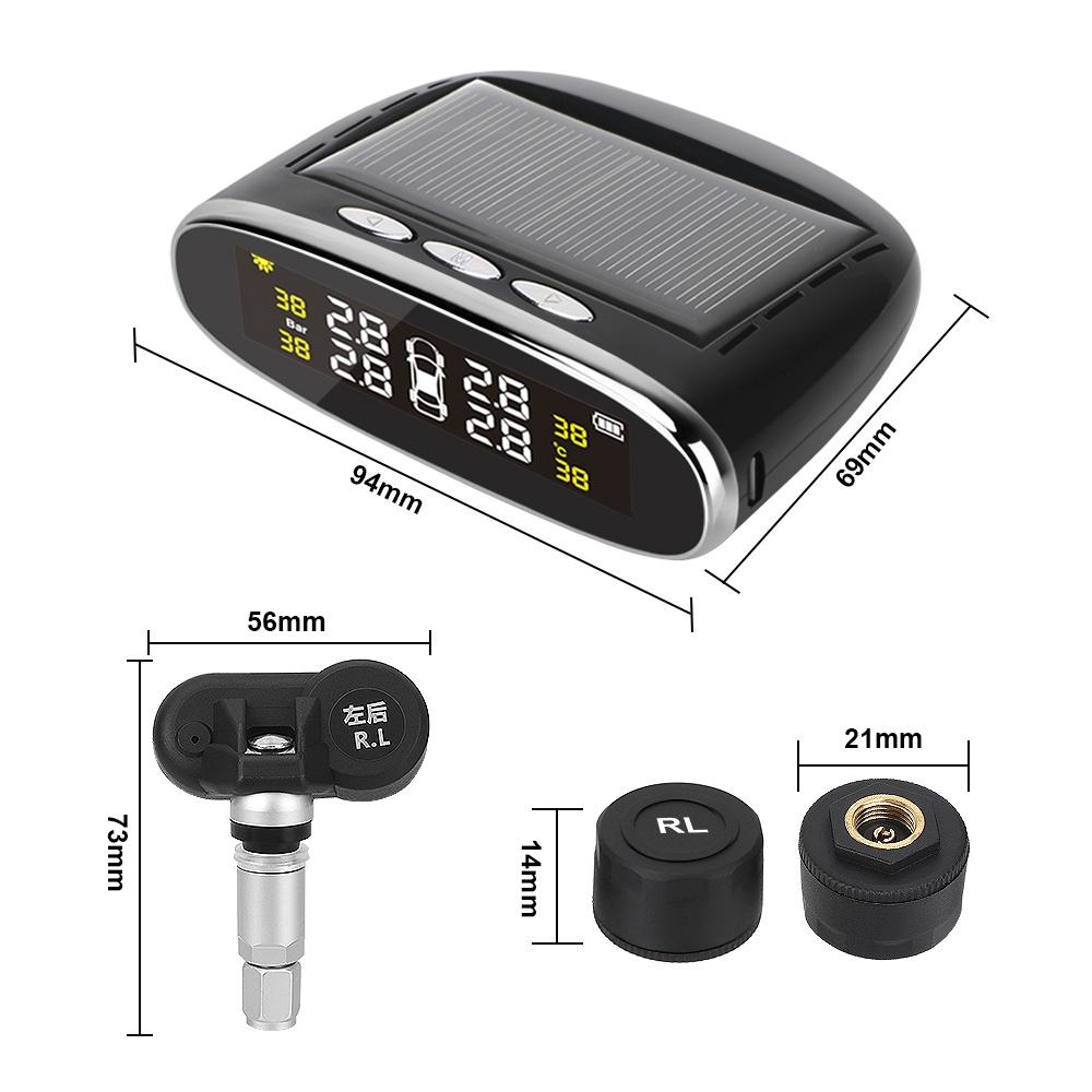 Hệ thống cảnh báo áp suất bánh xe hơi thông minh có 4 cảm biến bên trong sử dụng năng lượng mặt trời
