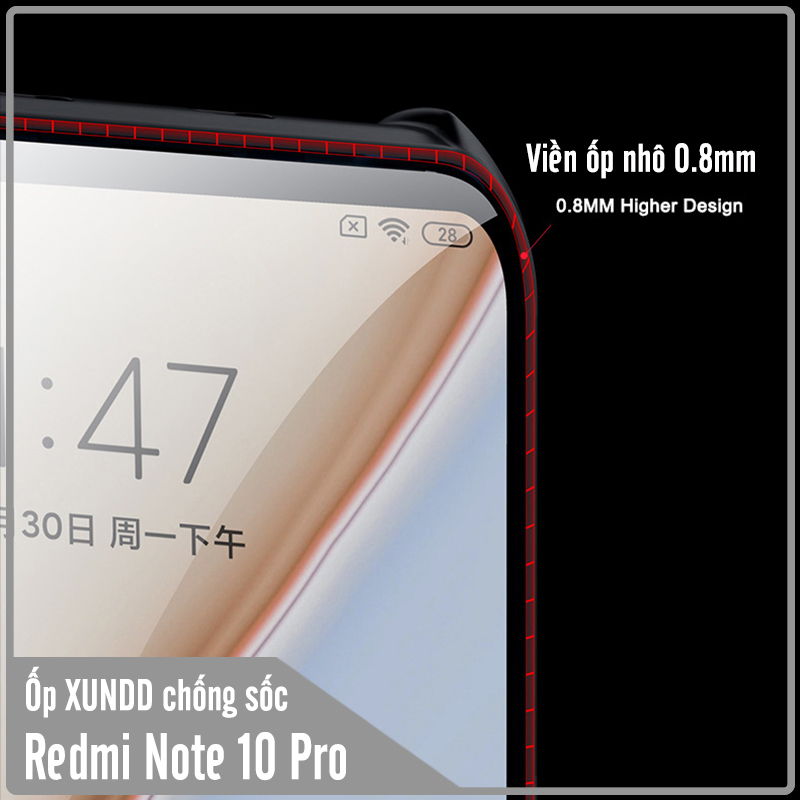 Ốp lưng cho Xiaomi Redmi Note 10 Pro 4G chống sốc trong viền nhựa dẻo XunDD - Hàng Nhập Khẩu
