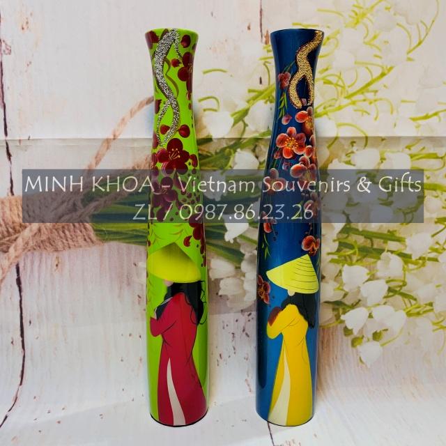Lọ Hoa Chai Sơn Mài Hoa Đào 30 Cm - Vietnamese Lacquer Vase