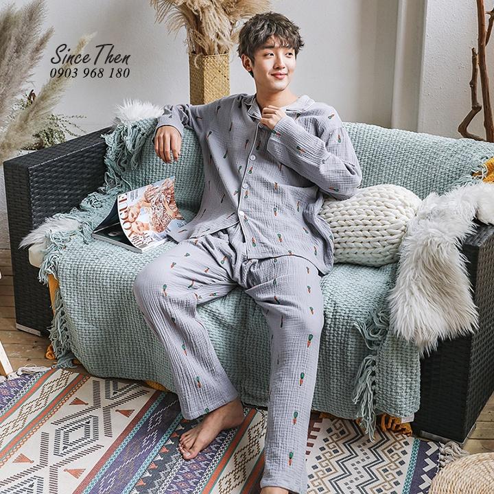 Pyjama nam dài tay vải Thô Nhật, đồ ngủ nam củ rà rốt đẹp - Since Then