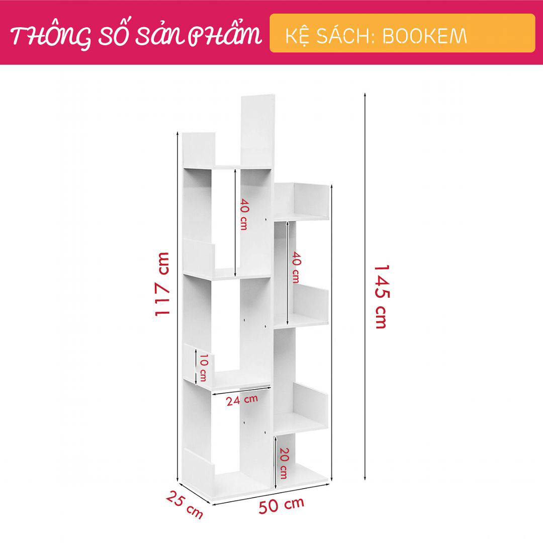 Giá sách gỗ nhỏ tiện dụng cho gia đình SMLIFE Bookem