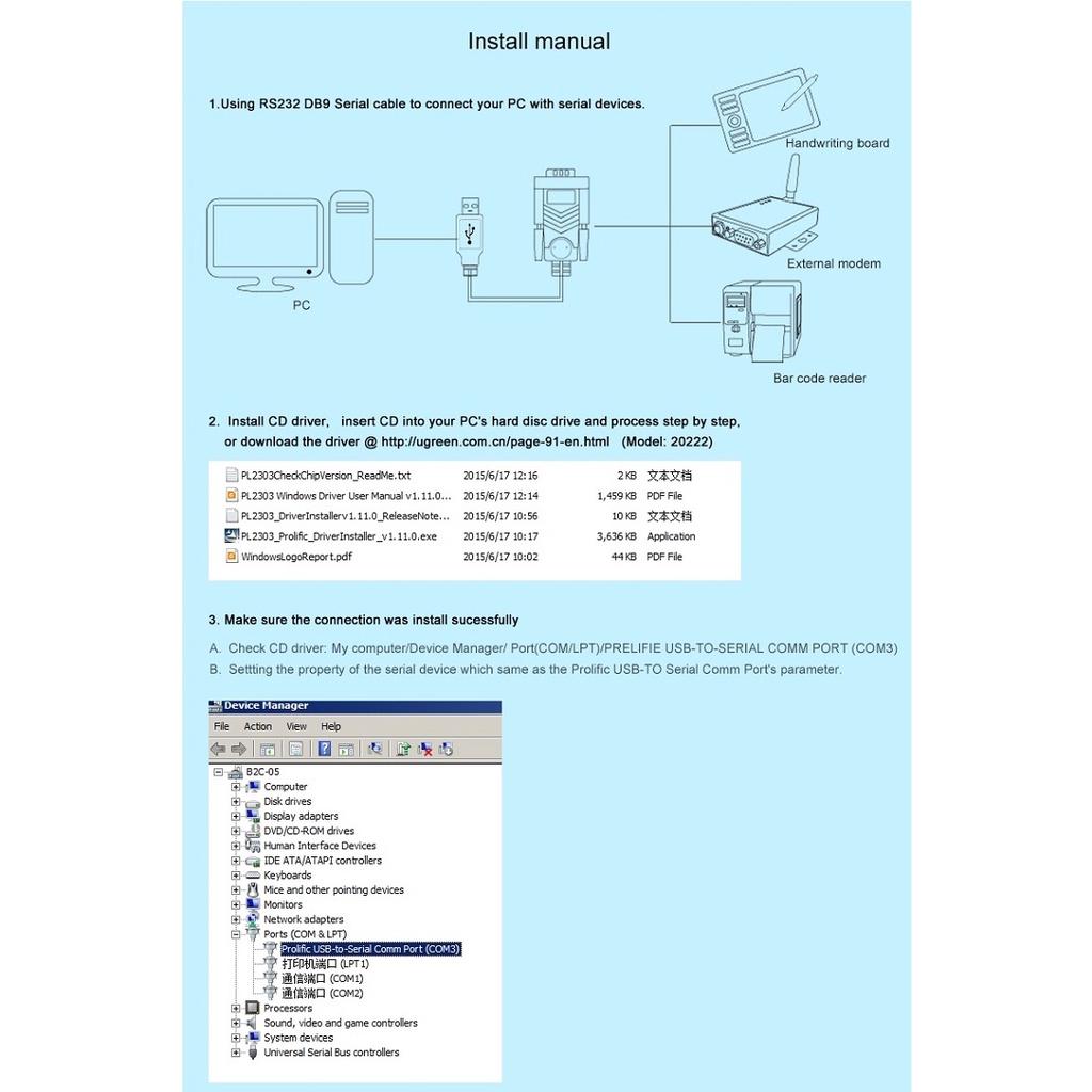 Cáp Chuyển USB Sang RS232 | 20211 20222 20223 20210 CR104 | Lõi đồng Nguyên Chất 100%, Chống Nhiễu, Chống Oxi Hóa