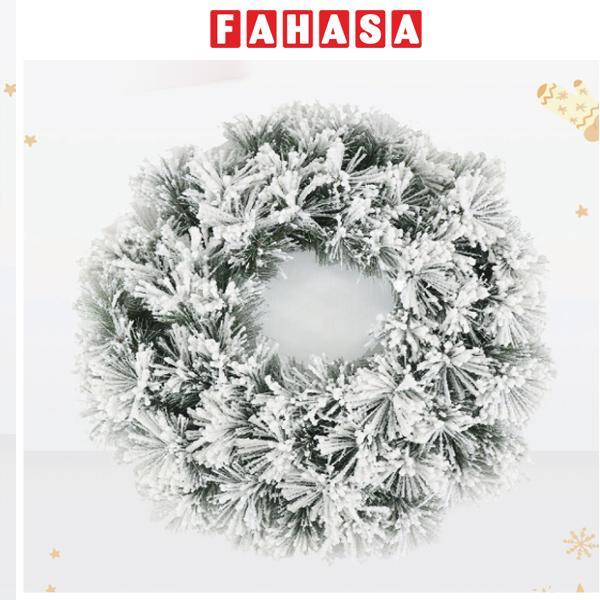 Vòng Hoa Lá Cước Phủ Tuyết - Trang Trí Noel 60 cm - Chaang Chiia LP-W-HDS