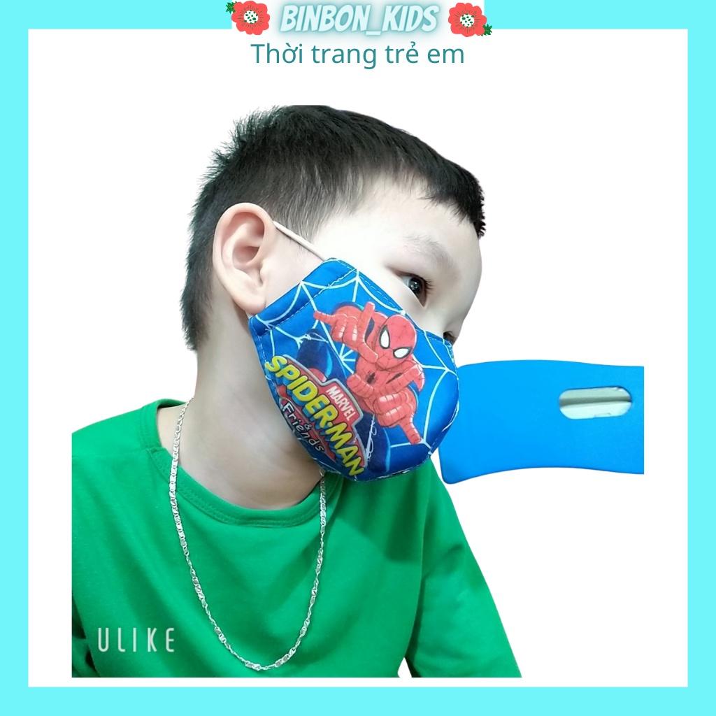 Khẩu trang cho bé sét 10 chiếc Binbon kids , Khẩu trang vải cho bé trai bé gái hình siêu nhân KTV01 bé 1-6T