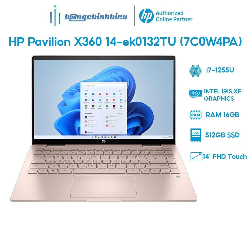 Laptop HP Pavilion X360 14-ek0132TU 7C0W4PA i7-1255U | 16GB | 512GB | 14' FHD Touch Hàng chính hãng