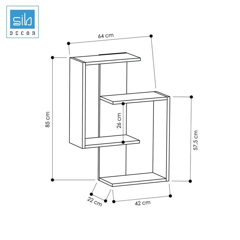 Kệ Sách Treo Tường Màu Đen Phối Màu Gỗ Sồi Thornel SIB DECOR (Không gồm đồ trang trí trên kệ)