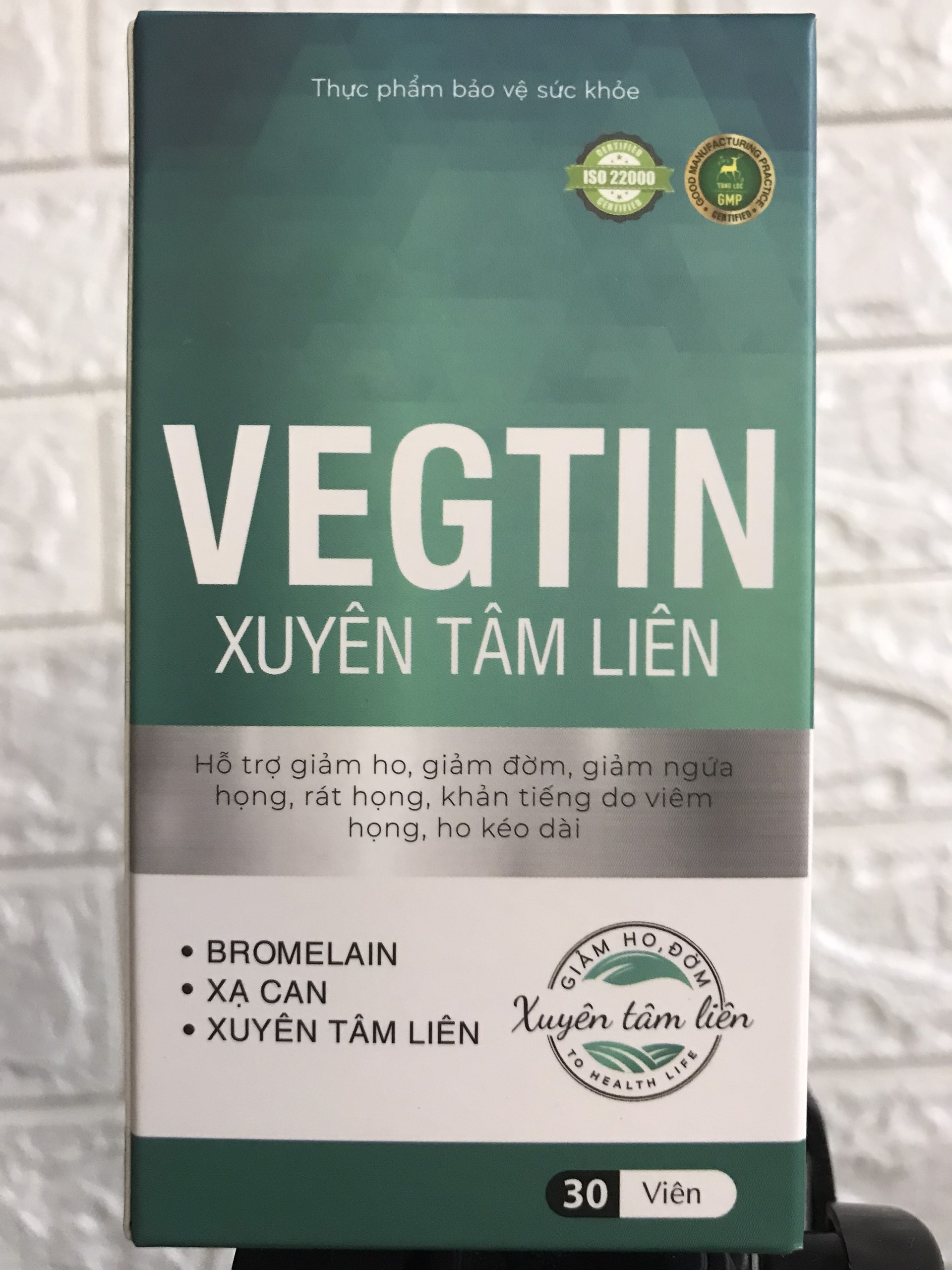 Viên Uống Vegtin Xuyên Tâm Liên ICOPHAR - Hỗ Trợ Giảm Ho, Giúp Phòng Ngừa Vi Khuẩn, Virut, Tăng Sức đề kháng (Lọ 30 Viên)