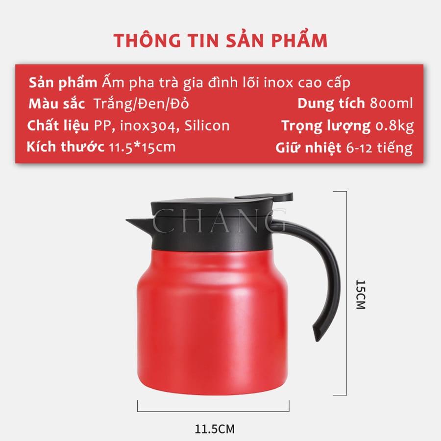 Ấm Pha Trà Giữ Nhiệt Có Bộ Lọc Trà, Bình Giữ Nhiệt Cao Cấp Lõi Inox 304 1000ml