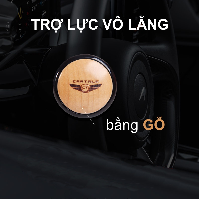 Cần trợ lực tay lái, vô lăng CARTALK mặt bằng gỗ (có vòng bi)