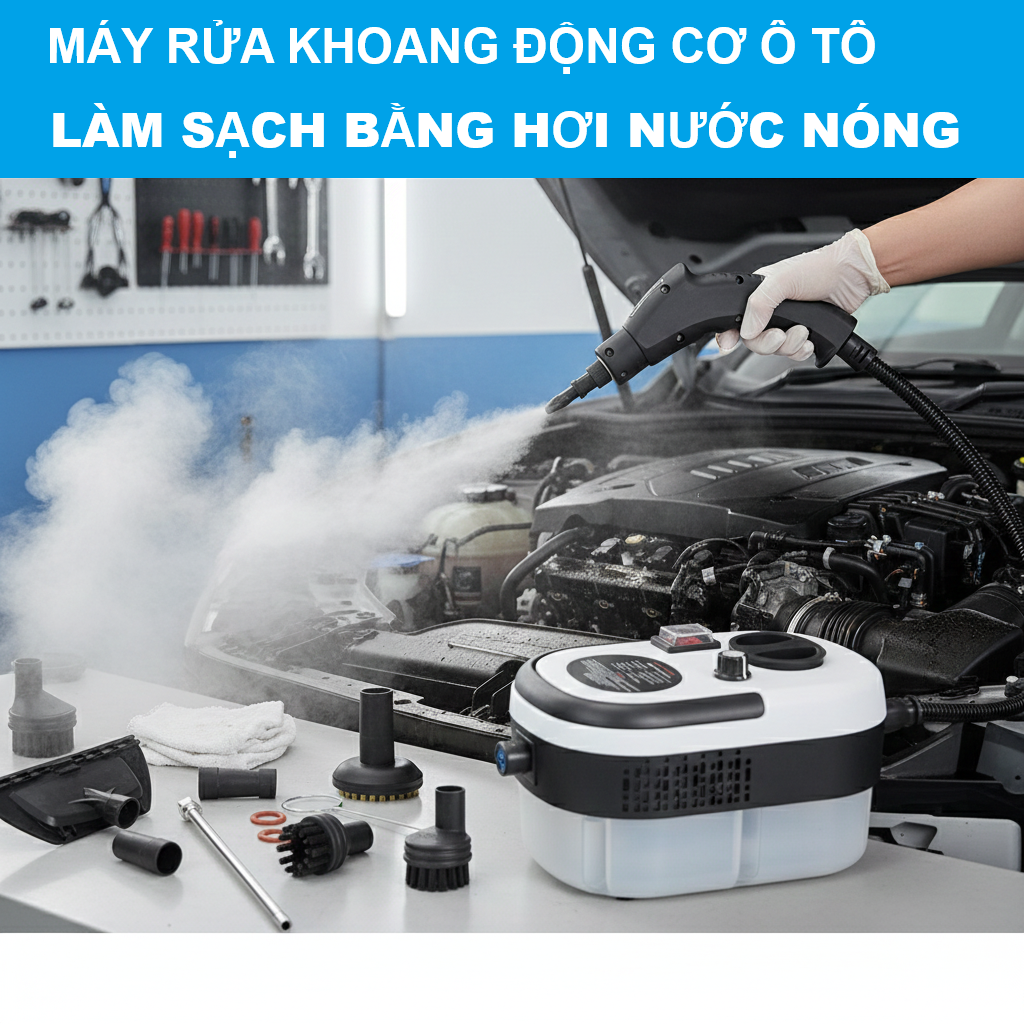 Máy Vệ Sinh Khoang Động Cơ Ô Tô Bằng Hơi Nước Nóng – Rửa Điều Hòa, Cửa Kính Siêu Sạch