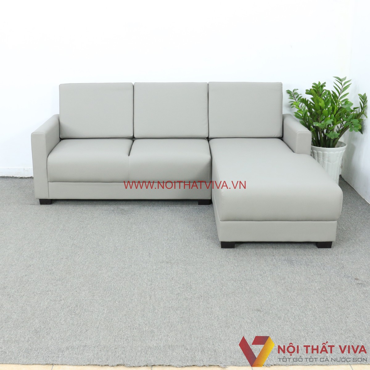 Bộ Sofa Nệm Phòng Khách Góc L Màu Ghi Xám Đẹp Hiện Đại Giá Rẻ