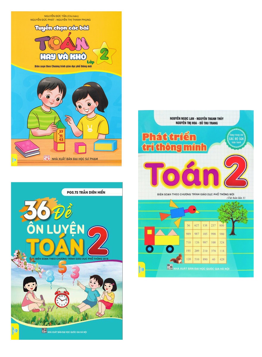 Combo Bộ 3 Cuốn: Tuyển Chọn Các Bài Toán Hay Và Khó Lớp 2 + 36 Đề Ôn Luyện Toán 2 + Phát Triển Trí Thông Minh Toán Lớp 2