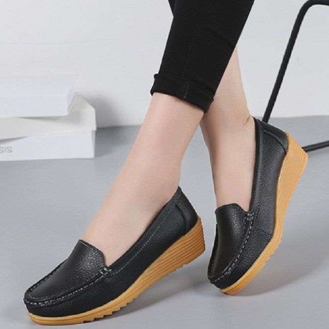 Ladies casual loafers Oxford bottom non-slip wedge driving shoes