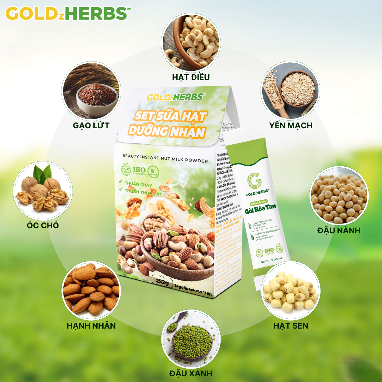 Set Sữa Hạt Dưỡng Nhan Goldzherbs – 252g/ 500g