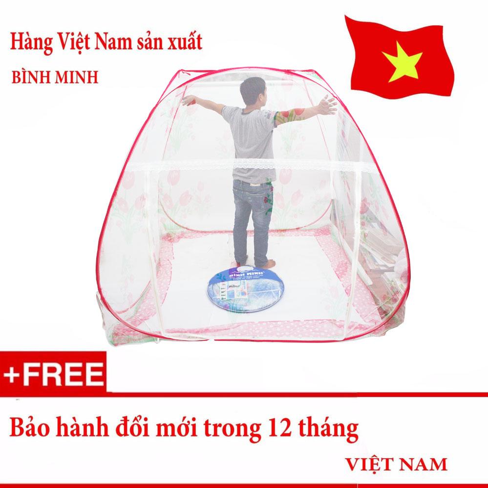 Màn chụp tự bung chống muỗi BÌNH MINH loại Đỉnh Rộng - 1m6 x 2m (Hồng)