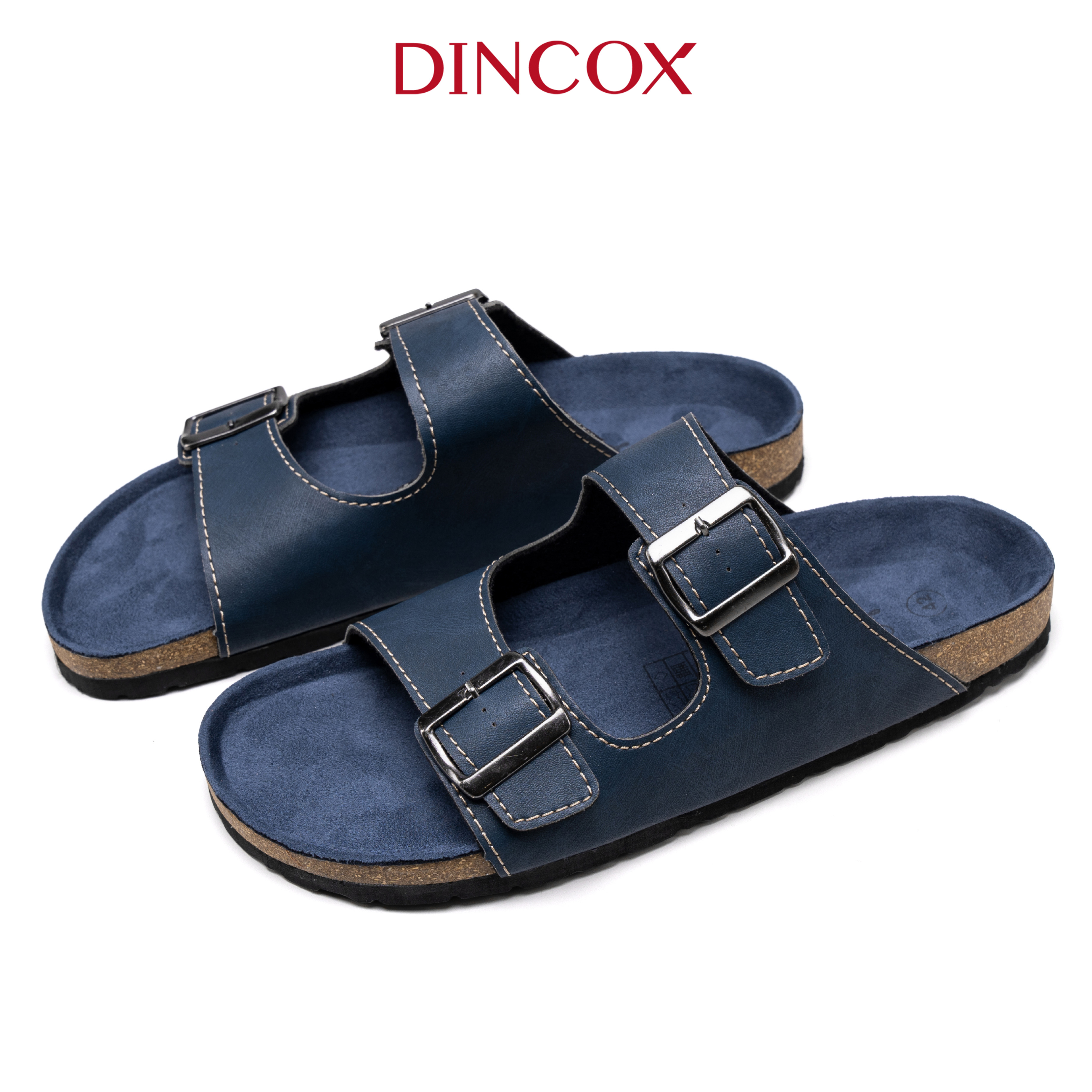 Dép Đế Trấu Nam 2 Khóa Navy DC01 Dincox