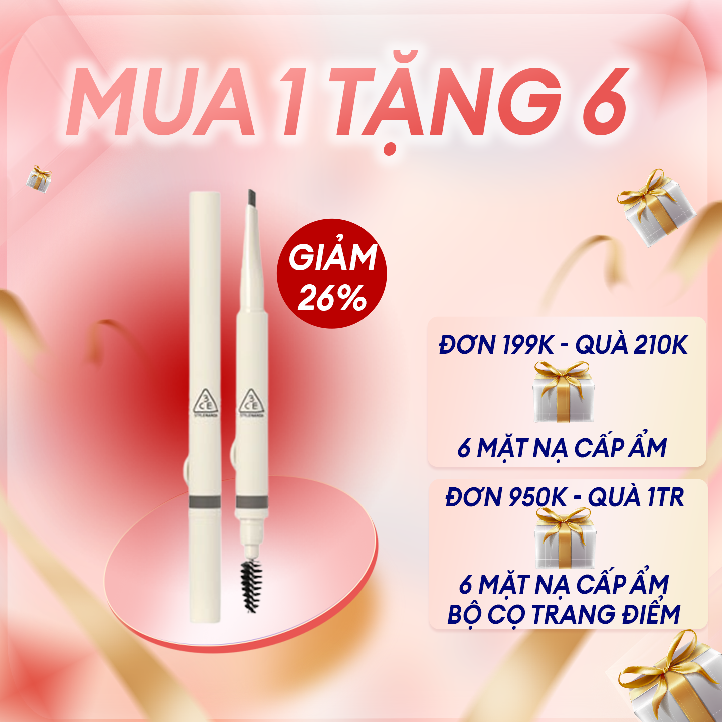 Bút Chì Kẻ Chân Mày 3CE EASY BROW DESIGNING PENCIL Dễ Dàng Tạo Nét Cho Chân Mày 0.13g