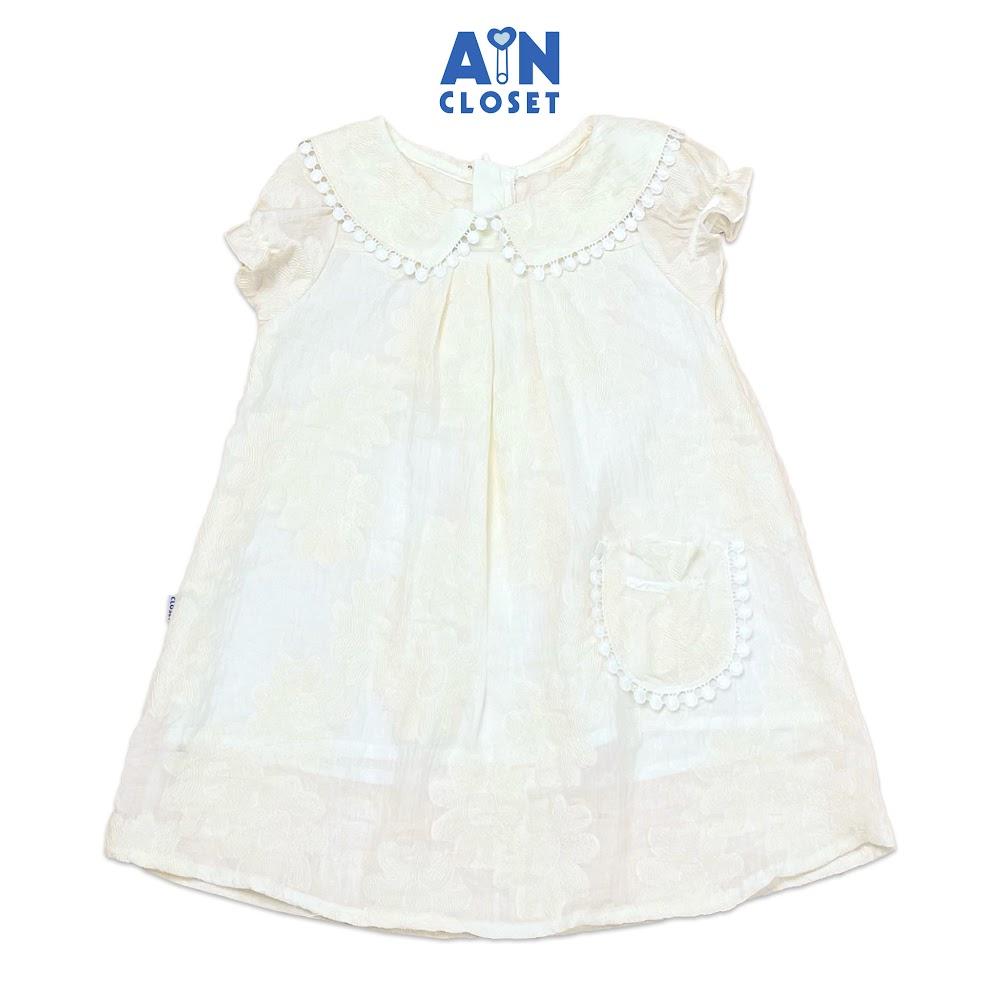 Đầm bé gái họa tiết Ren Vàng kem tơ - AICDBGZQGAUJ - AIN Closet