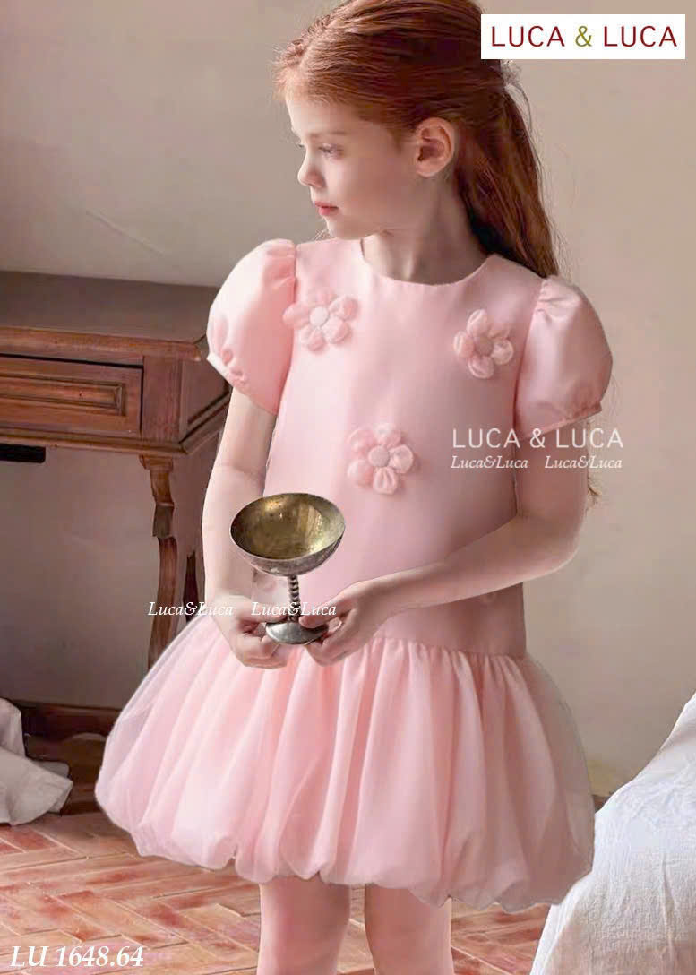 Đầm váy công chúa cho bé gái đính hoa mặc lễ tết noel giáng sinh năm mới dự tiệc từ 10-40kg chất tơ mềm