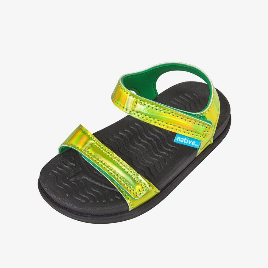 Giày Sandals Trẻ Em Unisex NATIVE Charley Hologram Junior - Picnic Green Hologram/ Jiffy Black/ Jiffy Black