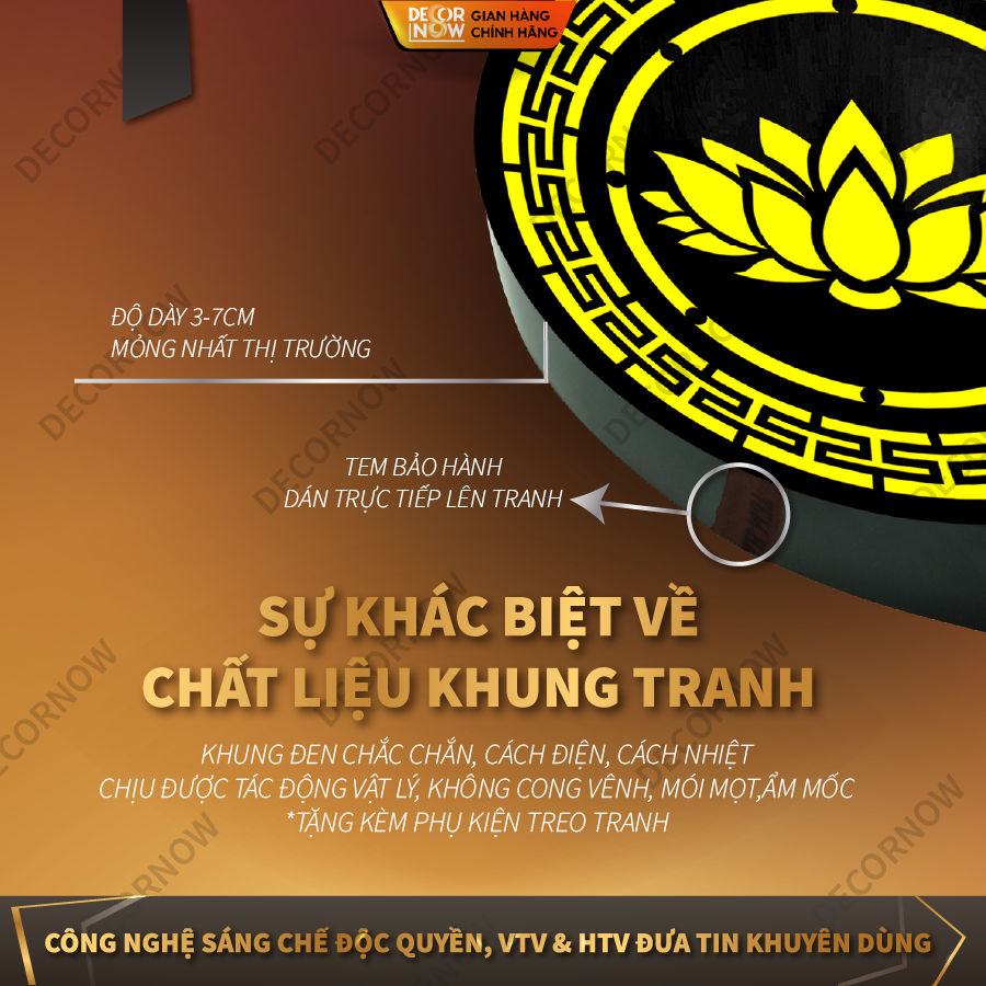 Đèn Hào Quang Phật In Tranh Trúc Chỉ CNC DECORNOW 30,40 cm, Trang Trí Ban Thờ, Hào Quang Trúc Chỉ VÂN GỖ DCN-TCC9