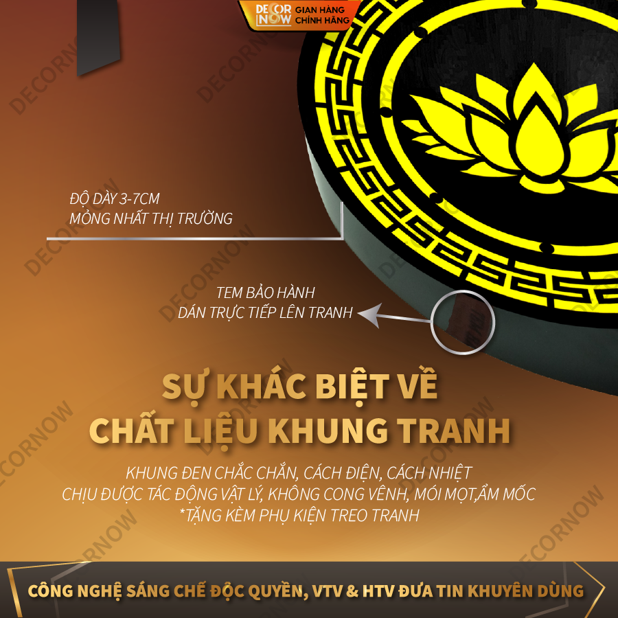 Đèn Hào Quang Phật In Tranh Trúc Chỉ CNC DECORNOW 30,40 cm, Trang Trí Ban Thờ, Hào Quang Trúc Chỉ VÂN GỖ DCN-TCC12