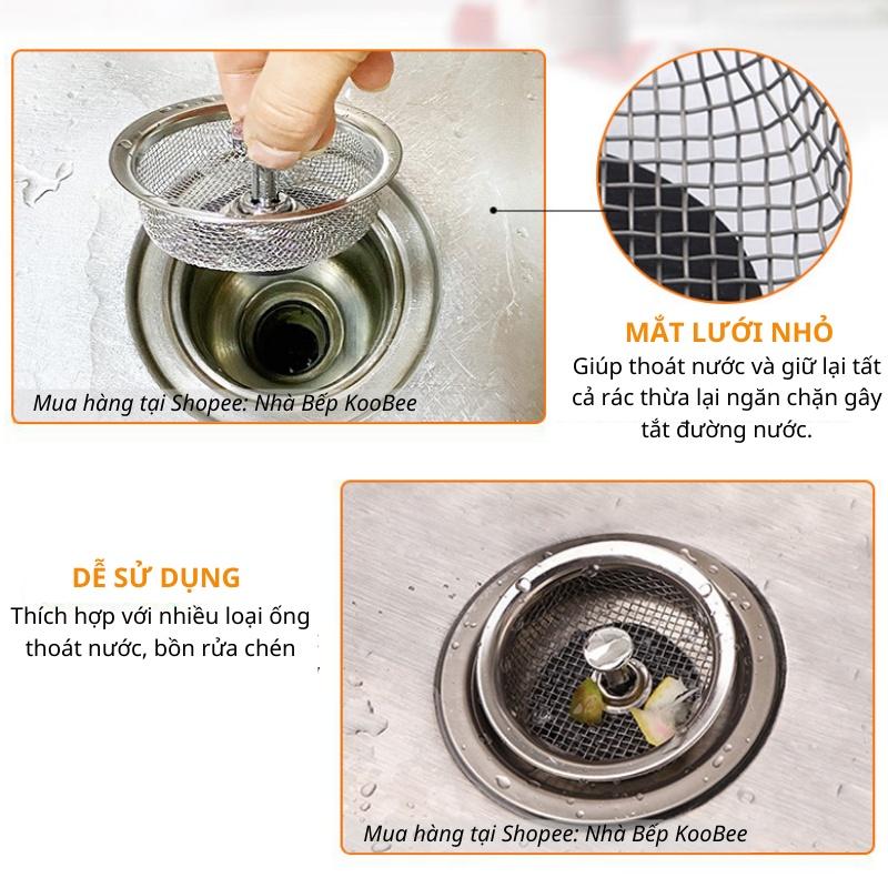 Giỏ lọc rác bồn rửa chén cao cấp chất liệu Inox - Tấm lưới lọc bồn rửa bát KooBee (CSNC11)