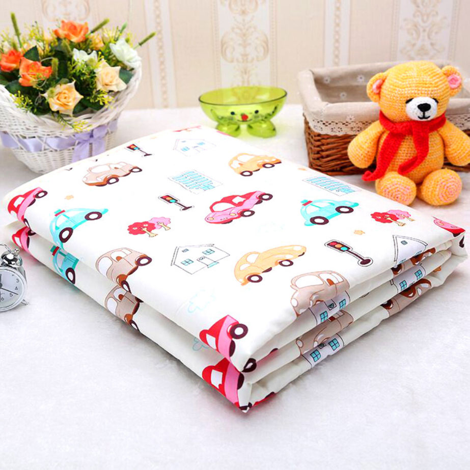 Tấm Lót Chống Thấm Cho Bé Cỡ Lớn Size 120 X 80 Cm. Lót Chống Thấm, Chống Tràn Nước Tiếu. Tấm Lót Thay Tả Cho Bé 3 Lớp Cotton Thoáng Khí - Ô Tô Màu Be