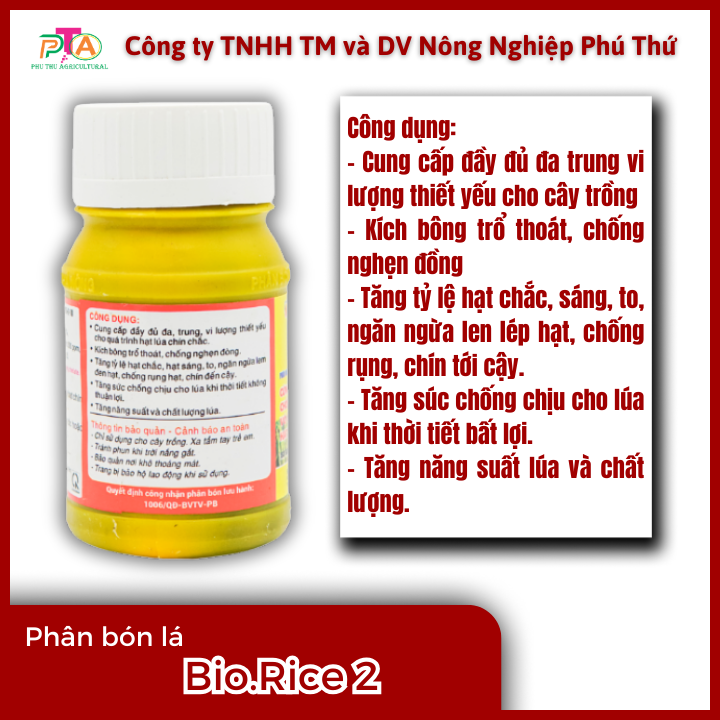 Phân Bón lá Đầu Trâu Bio.Rice2 (5-2-10) chai 100ml