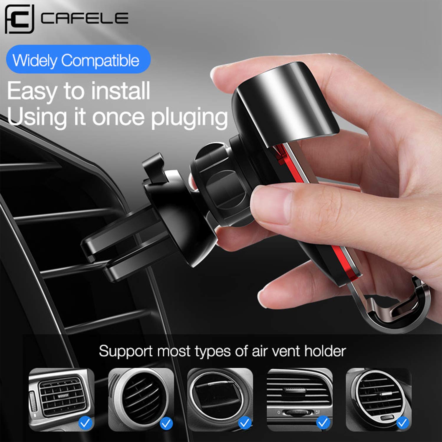 Giá đỡ điện thoại trên xe hơi (Car Air Outlet) Cafele M06 cho iPhone6 ​​7 8 Plus X Xs XS Max XR, Samsung - Hàng nhập khẩu