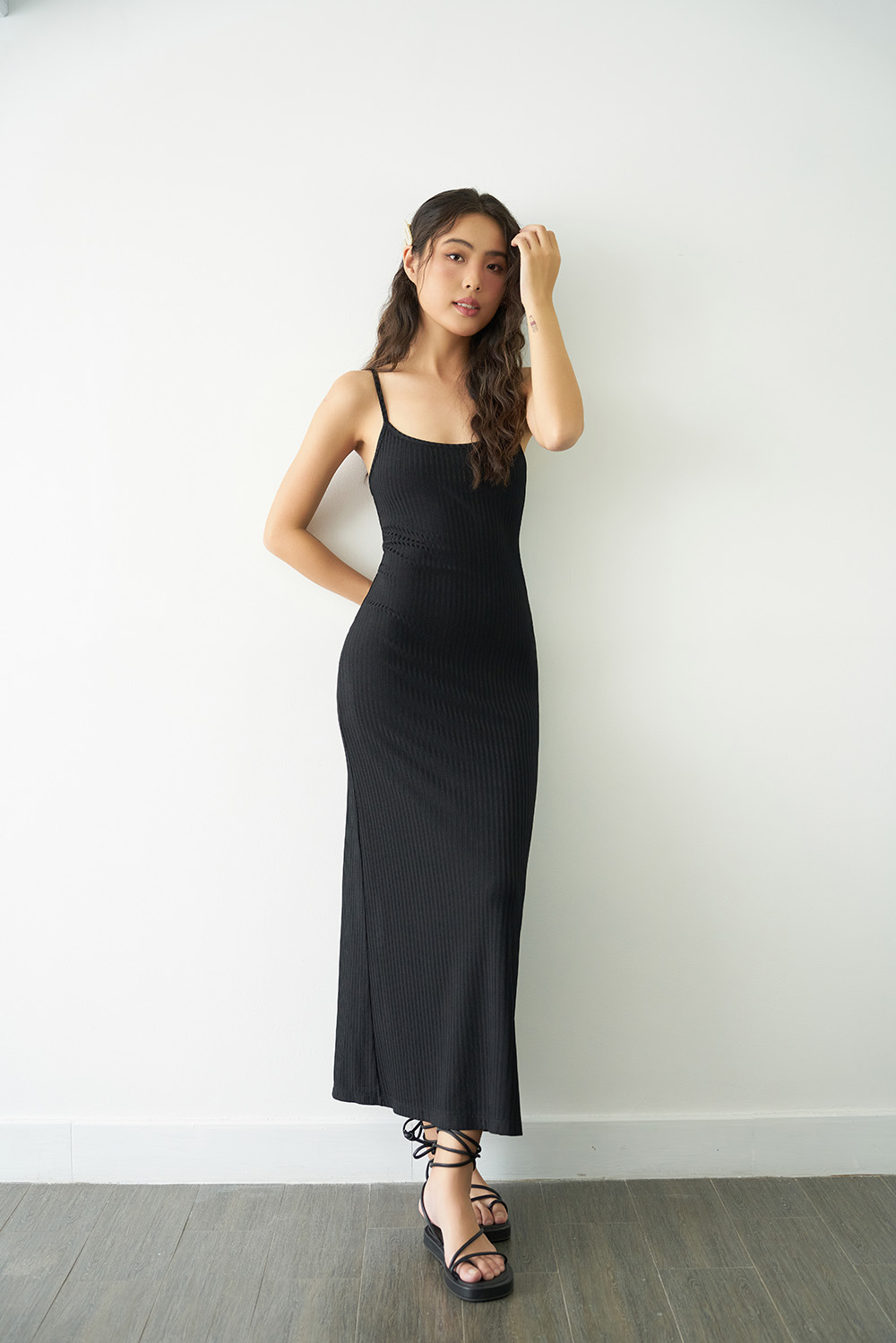 DOTTIE - Đầm hai dây dáng dài - Đen - D0492