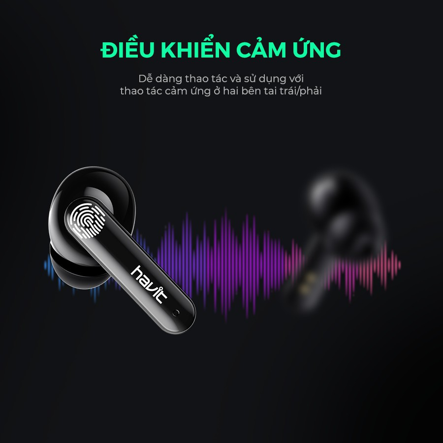 Tai Nghe Bluetooth Gaming True Wireless HAVIT TW938 Bass Chất Game Mượt, Chip ATS3015 Giảm Độ Trễ 50ms - Hàng Chính Hãng