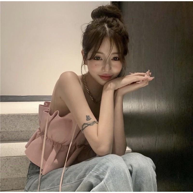 ÁO TUBE HỒNG FREESIZE