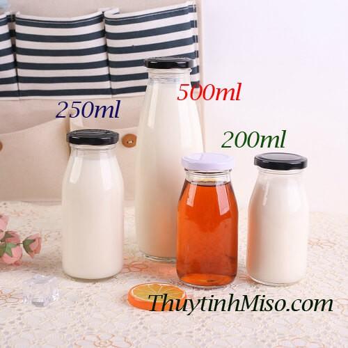 Chai thủy tinh trong suốt có lắp đậy loại 200ml- 1000ml