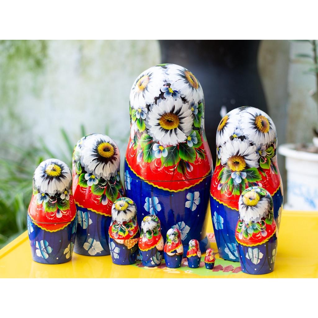 BỘ BÚP BÊ NGA MATRYOSHKA "CÔ BÉ KATIA ÔM HOA" 10 LỚP SIZE LỚN 28CM CỰC DỄ THƯƠNG GIÁ ƯU ĐÃI