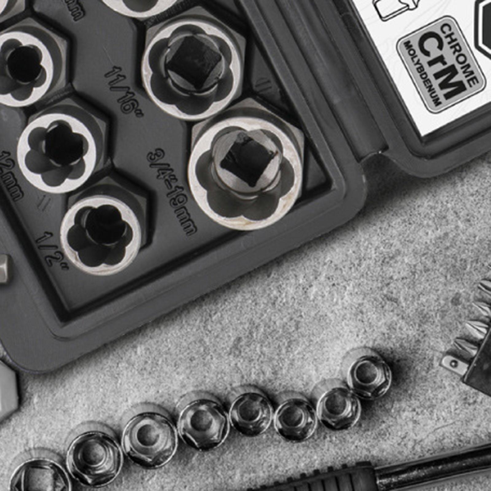 14Pcs Impact Bolt Nut Remover Kit Socket Tool Set Hand Tools 6.35mm - 19mm