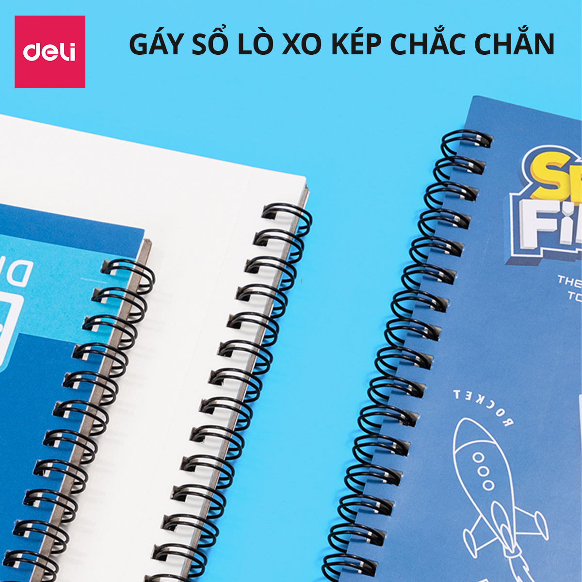 Vở Vẽ Học Sinh Tập Tô Màu Cho Bé Deli - Sổ Tô Màu Lò Xo Kép 60 Trang Sổ Vẽ Học Sinh Giấy Dày Mịn Chất Liệu An Toàn