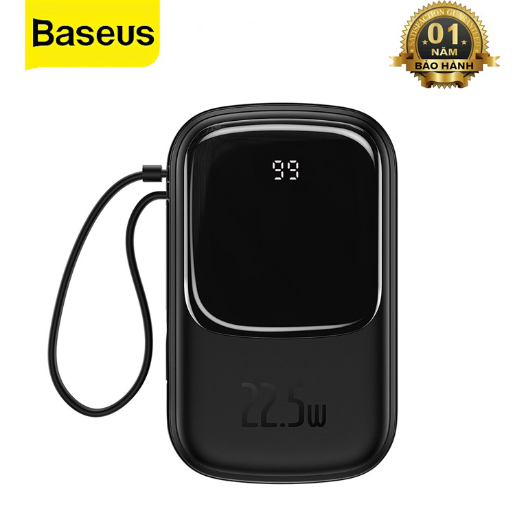 Pin Sạc Dự Phòng Baseus Qpow Pro 10000mah 20000mah PD Sạc Nhanh Tích Hợp Dây Sạc IP / Type C Màn Hình LED - Hàng Chính Hãng