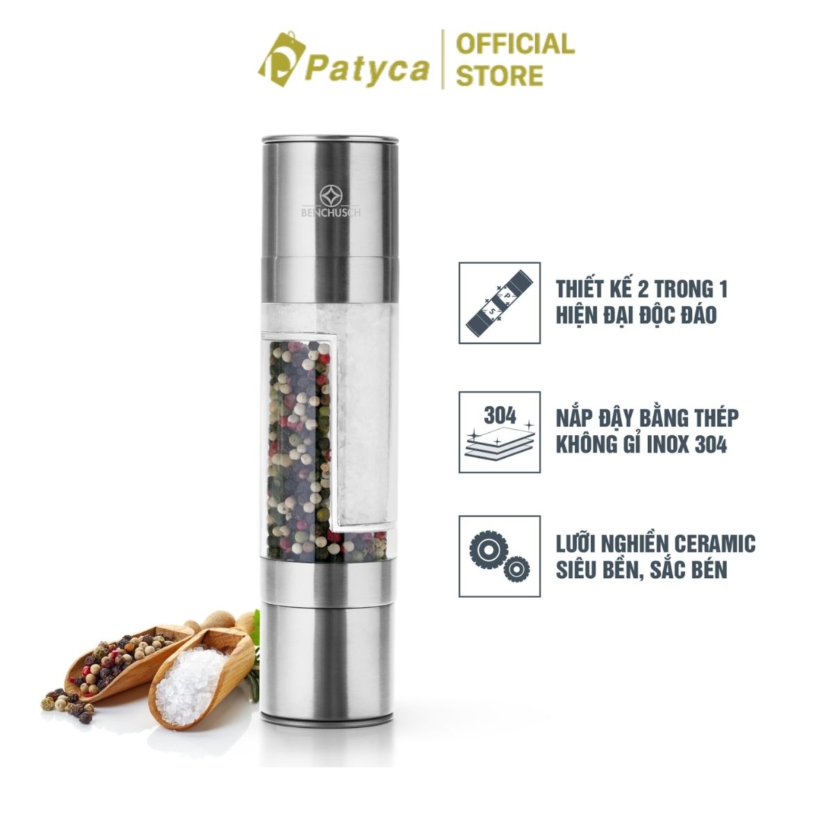 Dụng Cụ Xay Tiêu 2 Trong 1 Benchusch - Elegant