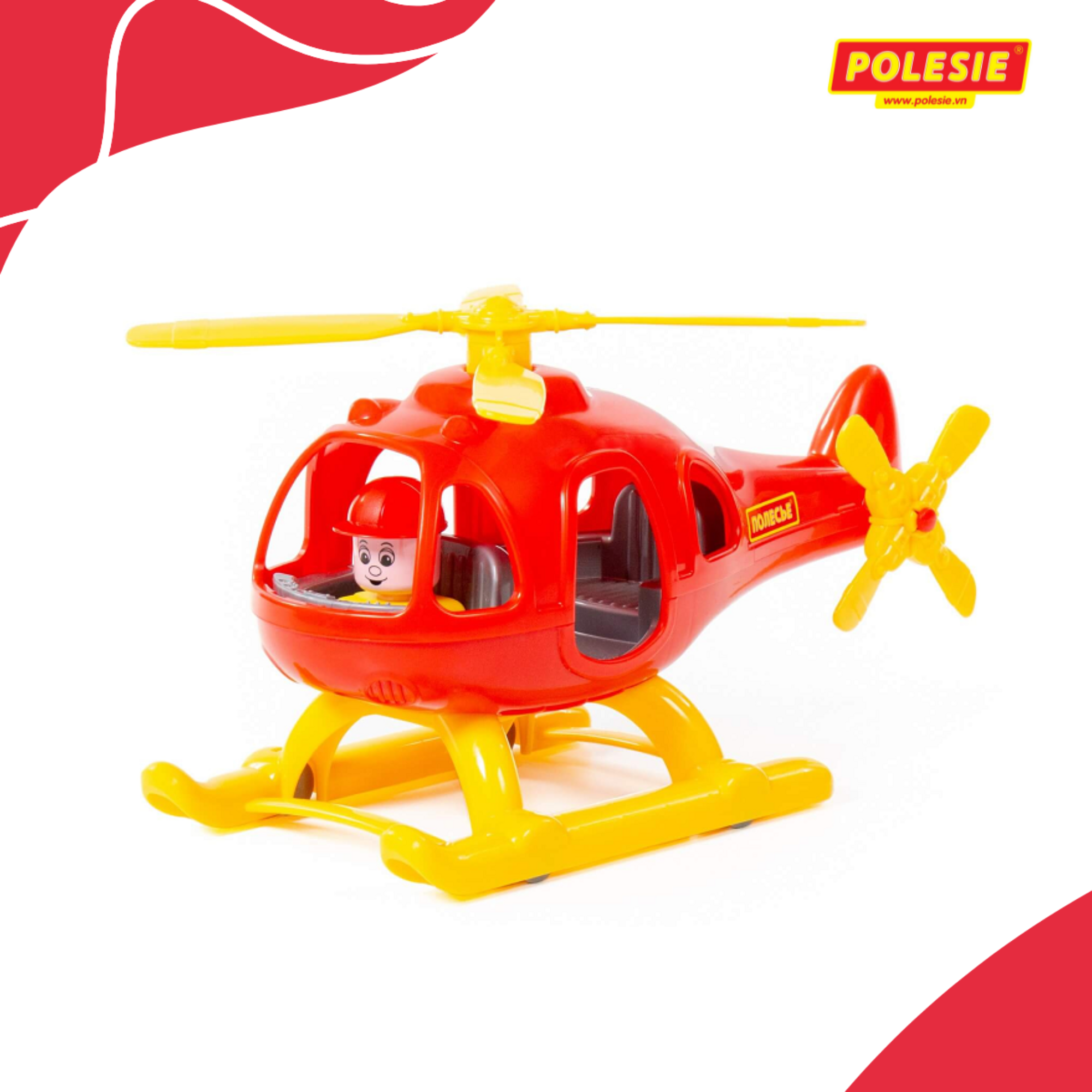 Máy Bay Trực Thăng Đồ Chơi Bumblebee, Đồ Chơi Giáo Dục, An Toàn, Phát Triển Tư Duy, Sáng Tạo Cho Bé - Polesie Toys 67654 (Giao màu ngẫu nhiên)